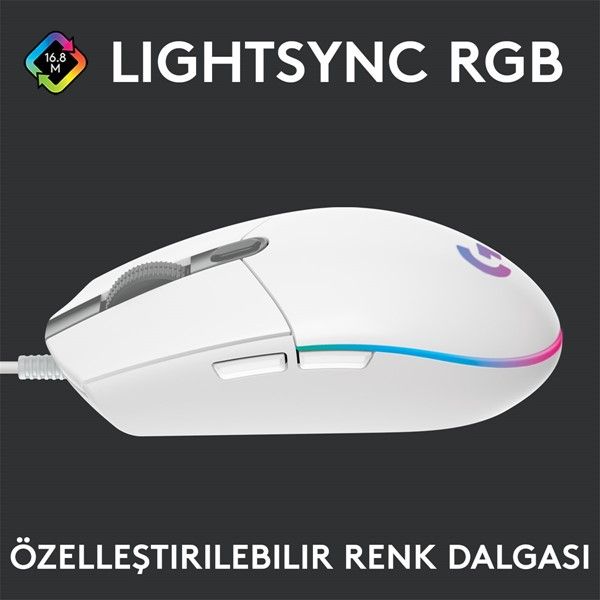 LOGITECH G G102 Lıghtsync Oyuncu Mouse Beyaz 910-005824 #2