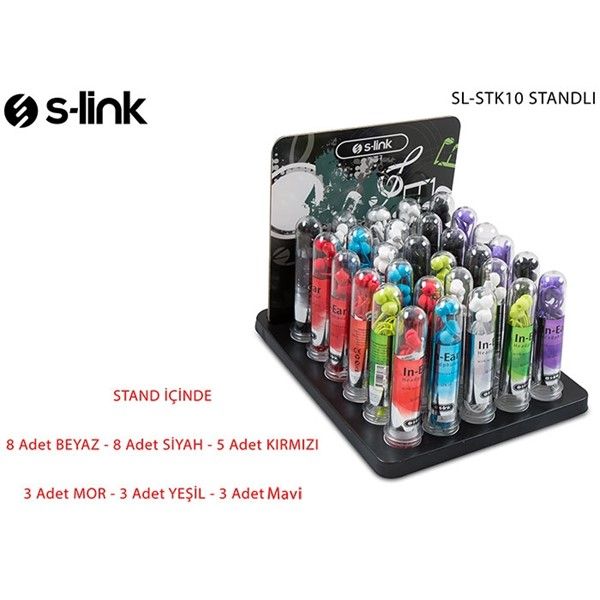S-link SL-STK10 30'lu stand set 8*Beyaz + 8*Siyah + 5*Krımızı 3*Mor + 3*Mavi + 3*Yeşil Kulak İçi Mikrofonlu Kulaklık #4