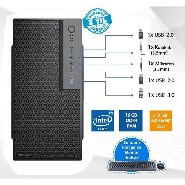 SUNCOM FORCE SC3-161 CORE i5 8500-16GB RAM-512GB SSD-FDOS #1