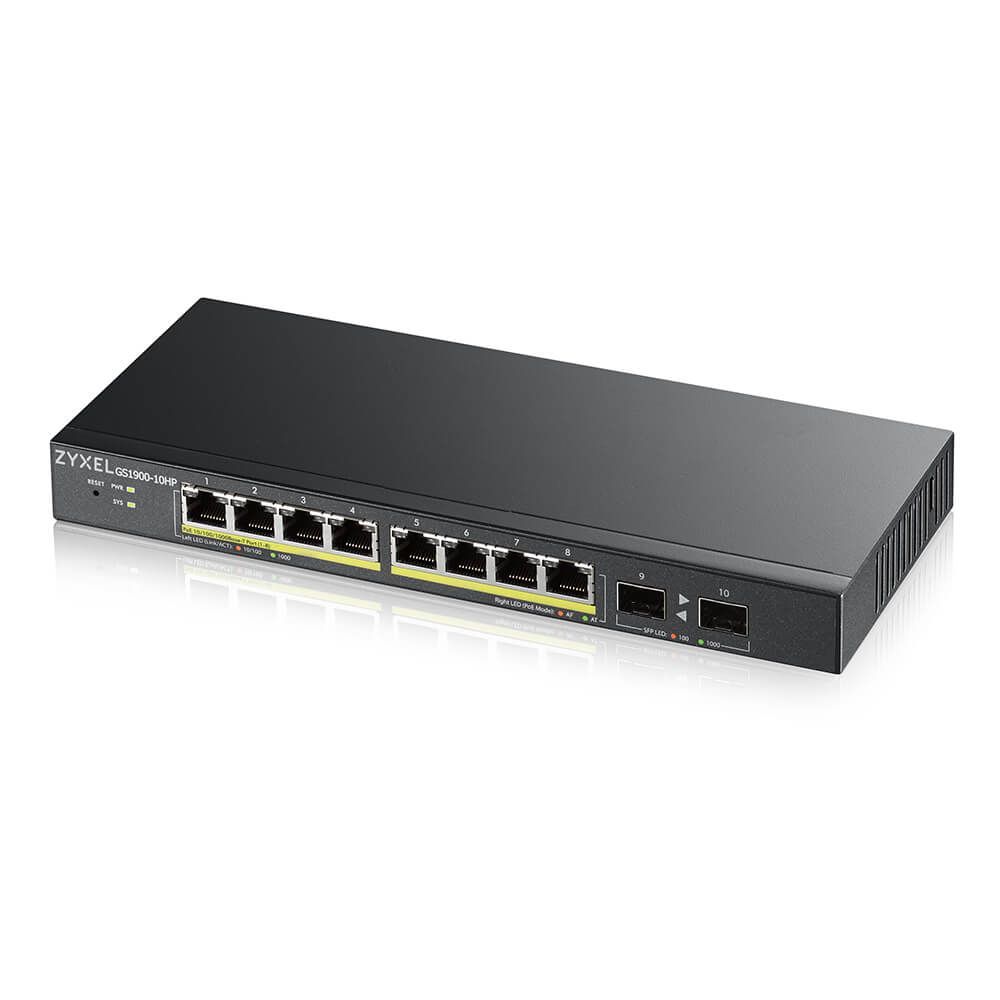 ZYXEL GS1900-10HP-EU0102F 8 PORT 8x100/100/1000 + 2xSFP WEB YONETİLEBİLİR POE SWITCH (77 WATT) #1
